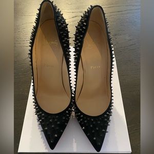 Christian Louboutin Black Suede Pigalle Spikes Pumps Size 39.5
